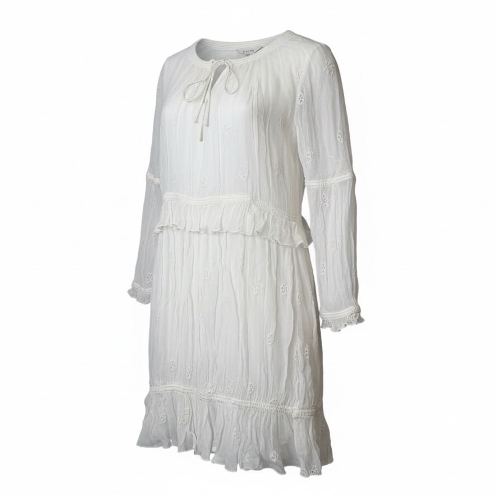 Diane Von Furstenberg White Edlyn Eyelet Peasant Dress Sz 2 Boho Chiffon Mini - Picture 2 of 8